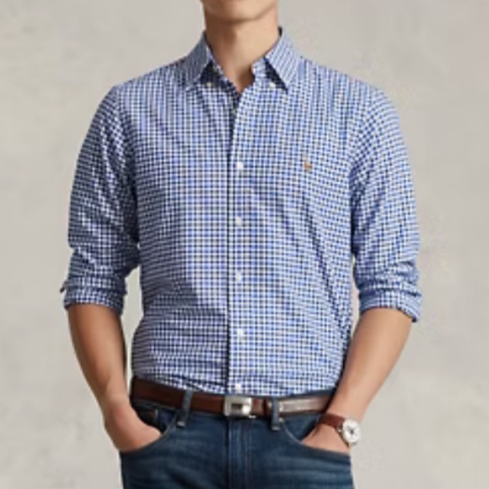 Ralph Lauren Blue Gingham Cotton Oxford Shirt – Collegiatecore Preppy, Men’s S